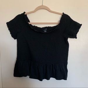 AE Off the Shoulder Black peplum top